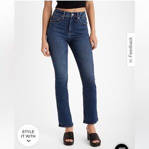 **Raw Hem** High Waisted Dark Wash Cropped Flare Jeans